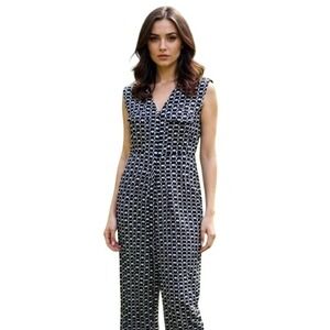 Forever 21 Woman's Sleeveless Geometric Print Jumpsuit Casual Chic V-Neck L New